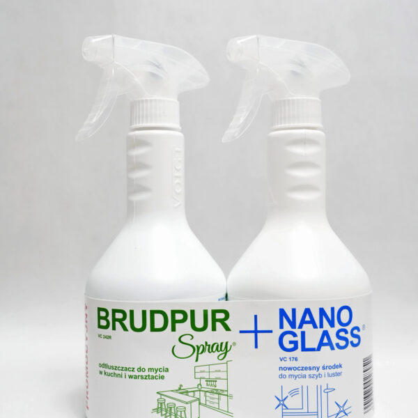 Voigt zestaw odtłuszczacz Brudpur VC242R 600ml + płyn do szyb i luster Nano Glass VC176R 600ml