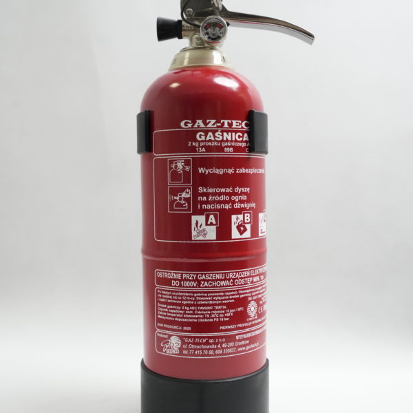 Gaśnica GAZ-TECH 2kg proszku gaśniczego ABC